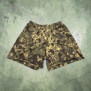 Champion Mens Camo Athletic Shorts Green Brown L 87944P Built-in Liner 5in